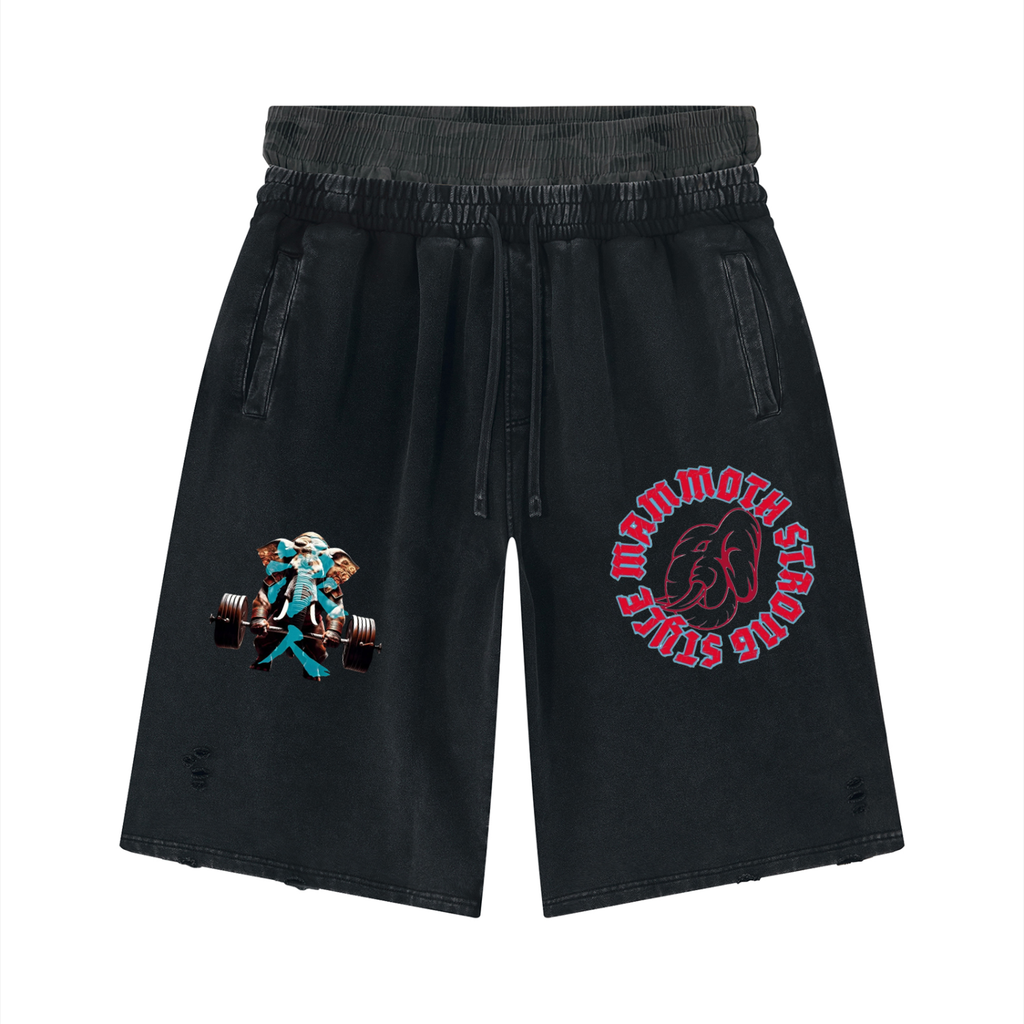 Unisex Vintage Wash Distressed Wide Leg Shorts