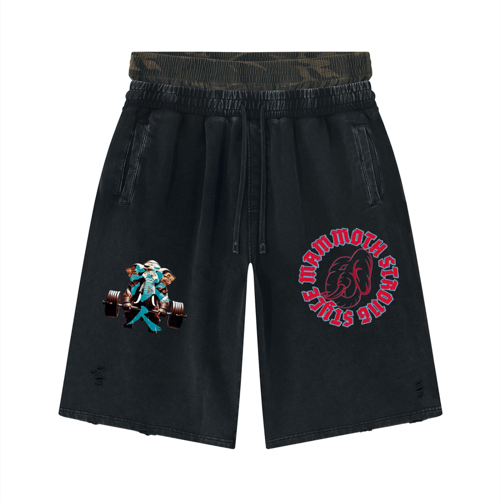Unisex Vintage Wash Distressed Wide Leg Shorts