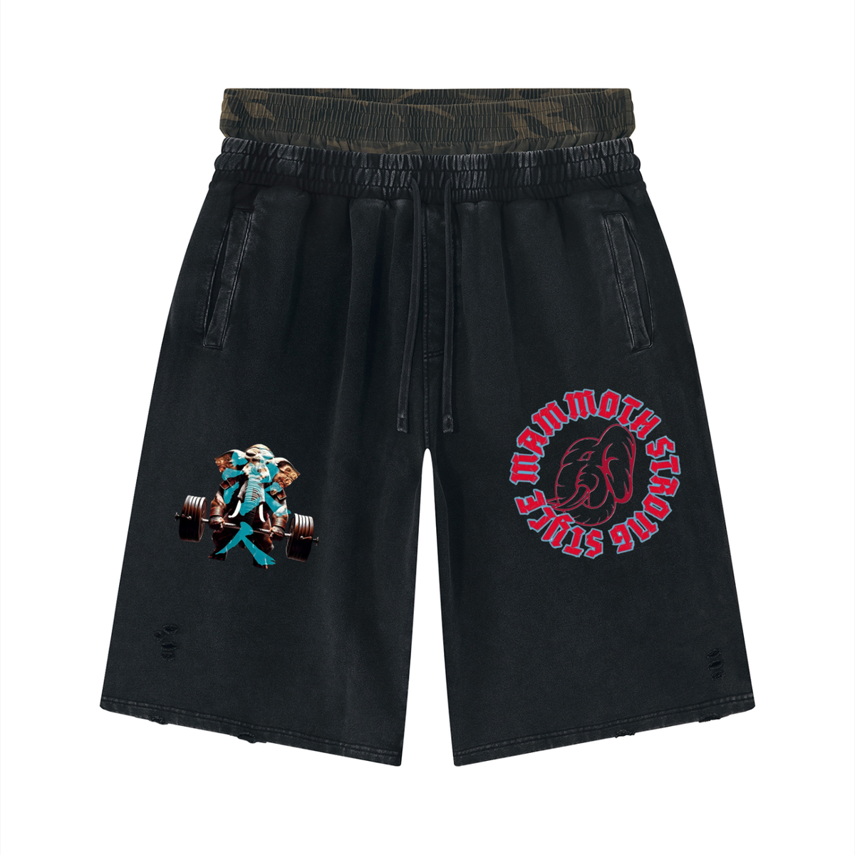 Unisex Vintage Wash Distressed Wide Leg Shorts